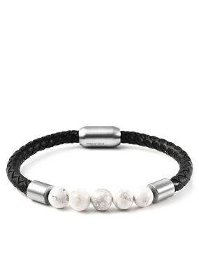 Genuine Leather Five Stone Braided Bracelet